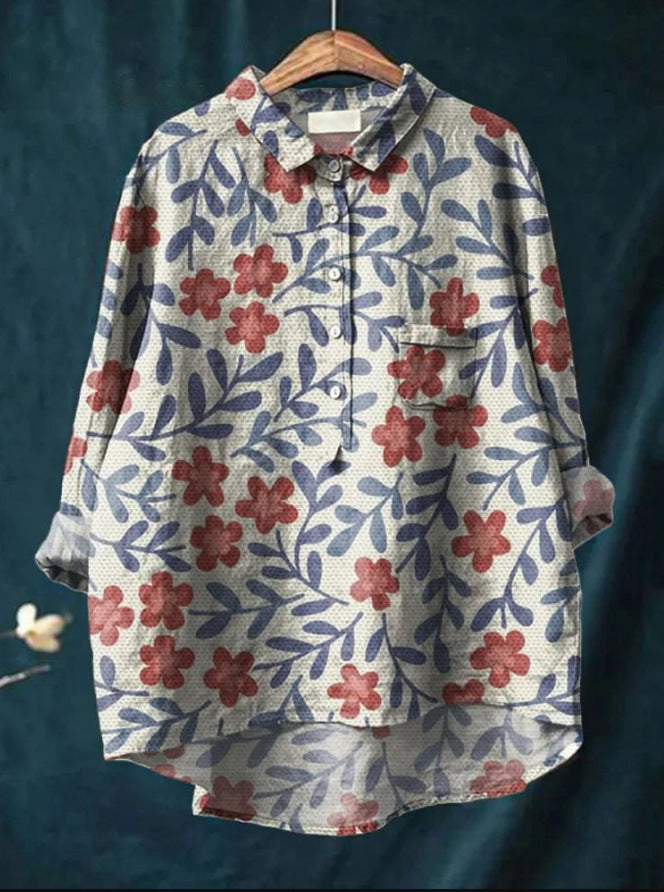Laura™ | Blusa Classica con Motivo Floreale