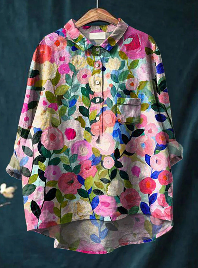 Laura™ | Blusa Classica con Motivo Floreale