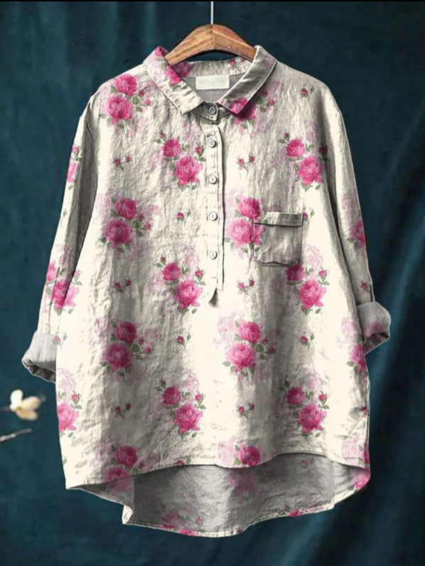 Laura™ | Blusa Classica con Motivo Floreale