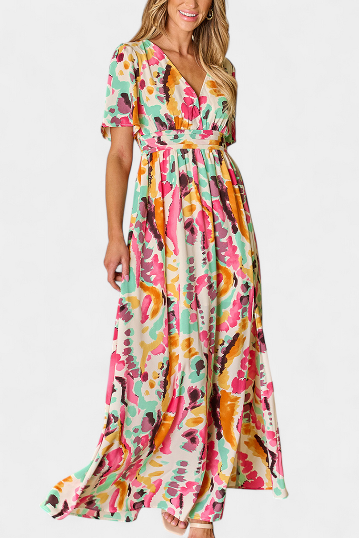 Yuki Vestito Boho con Scollatura a V e Tie-Dye