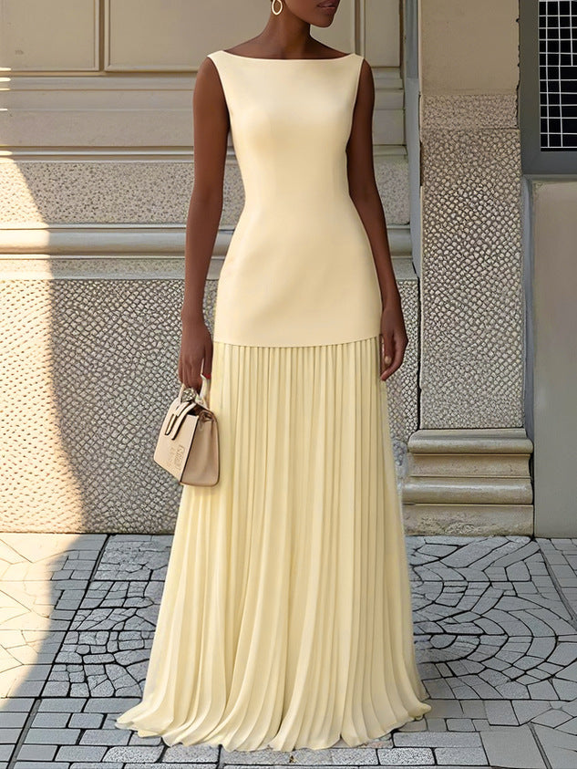 Celeste | Abito Maxi Plissettato