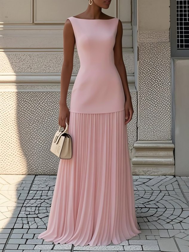 Celeste | Abito Maxi Plissettato