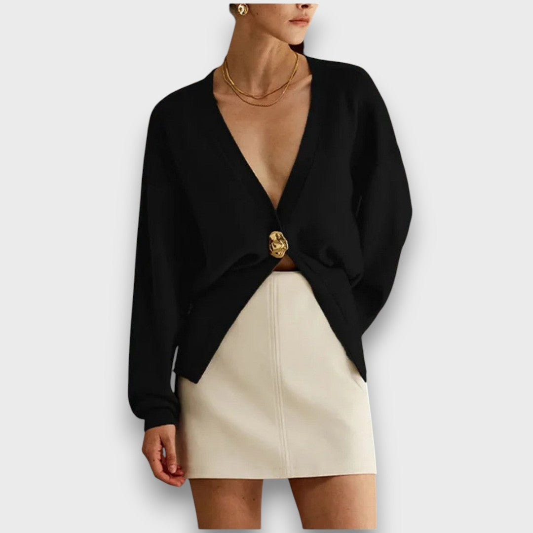 Enea – Cardigan con scollo a V profondo e bottone dorato