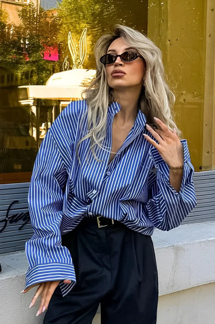 Sofia™ | Blusa a righe patchwork con maniche lunghe