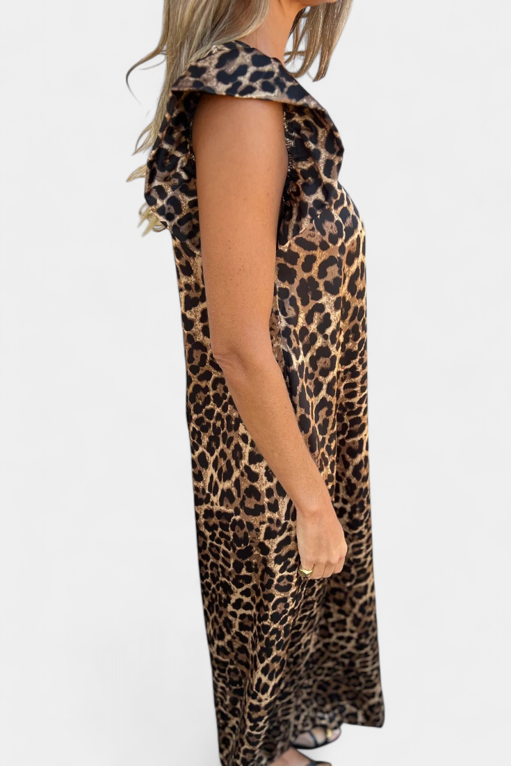Isela Mono a Collo a V con Stampa Leopardo