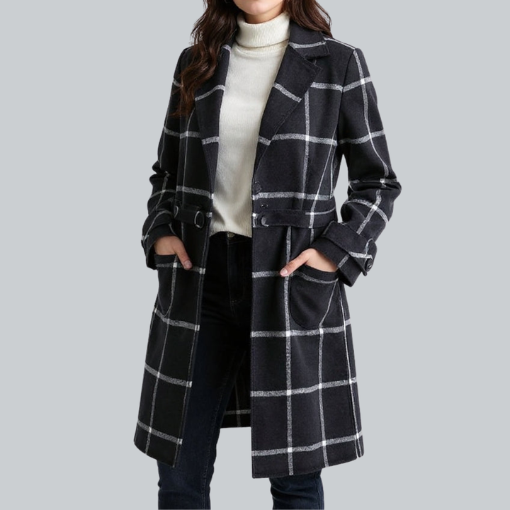 Carla - Cappotto di Lana a Quadri Classico