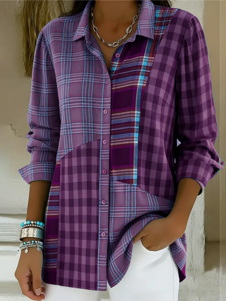 Lena – Blusa a Maniche Lunghe con Motivo a Quadri