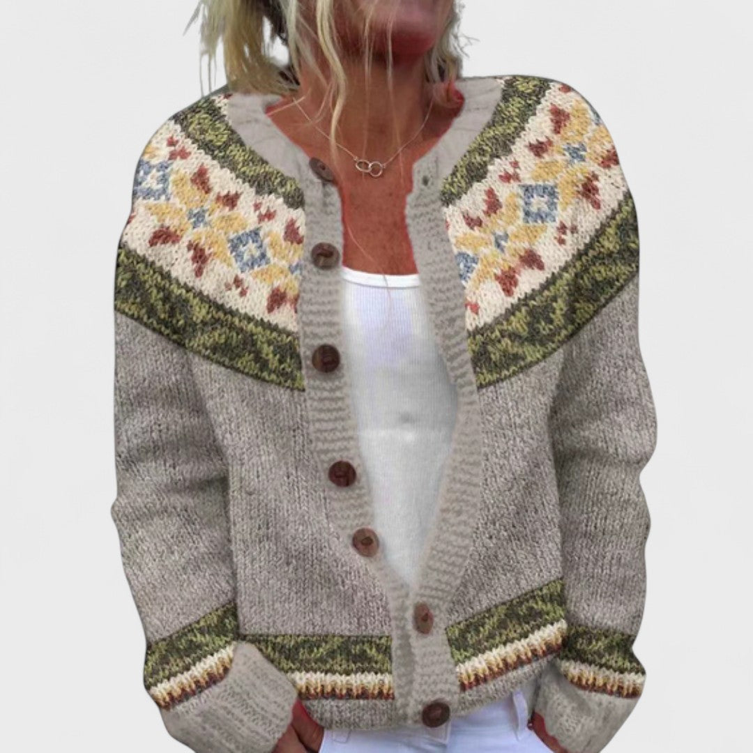 Lianne - Cardigan a maglia larga a fantasia chic