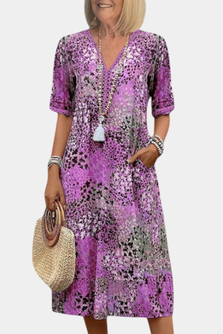 Perla Vestito Midi Boho con Stampa Floreale