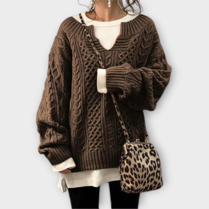Maglione Oversize con Motivo a Treccia