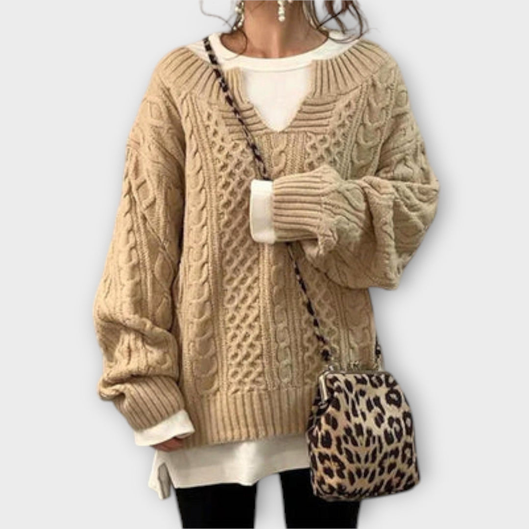 Maglione Oversize con Motivo a Treccia