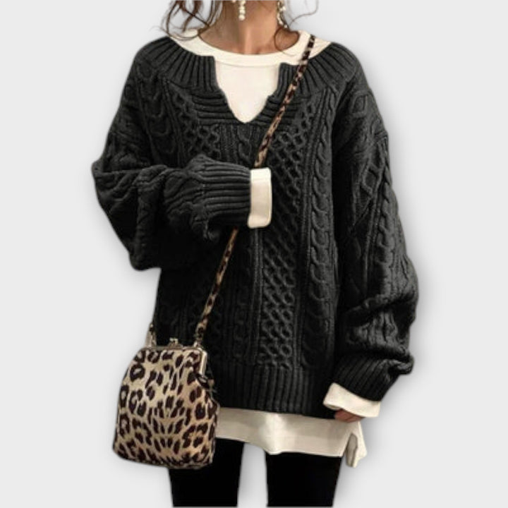 Maglione Oversize con Motivo a Treccia