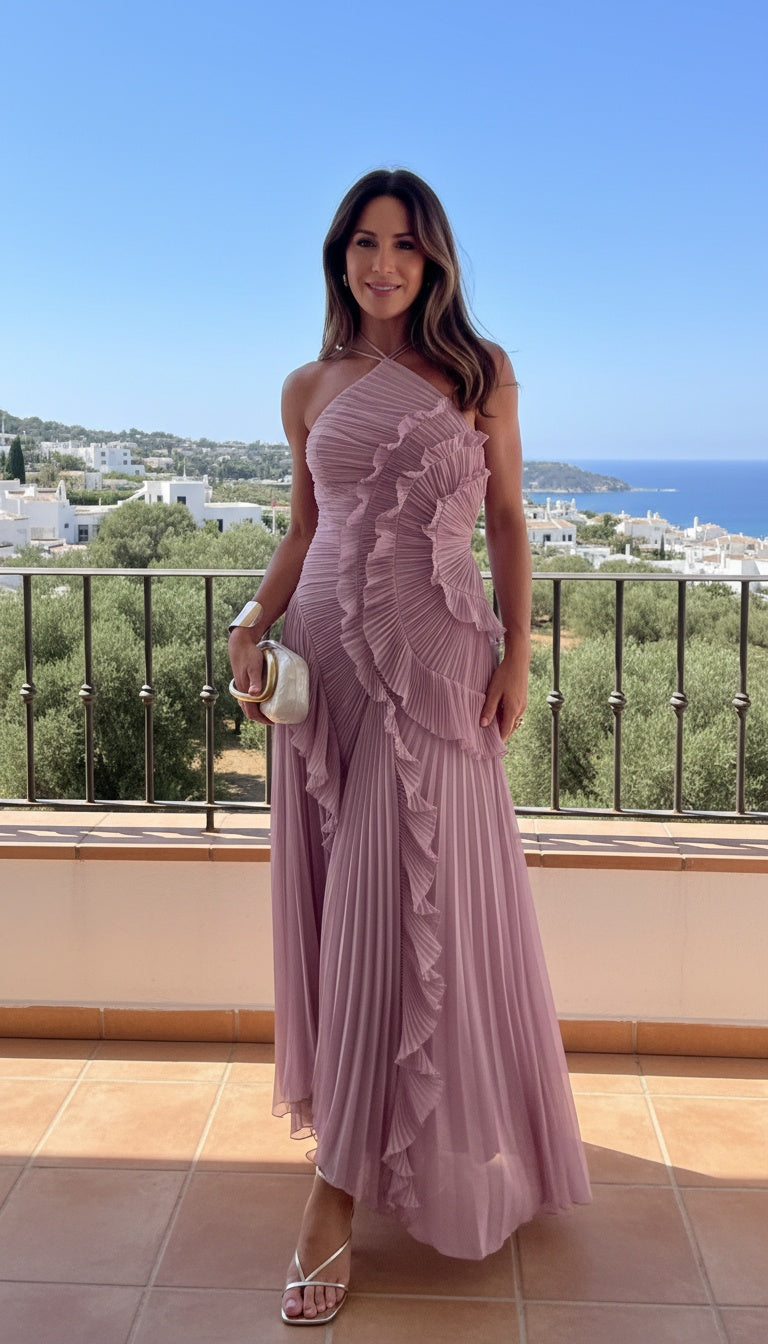 Rosa - Abito Lungo Plissettato