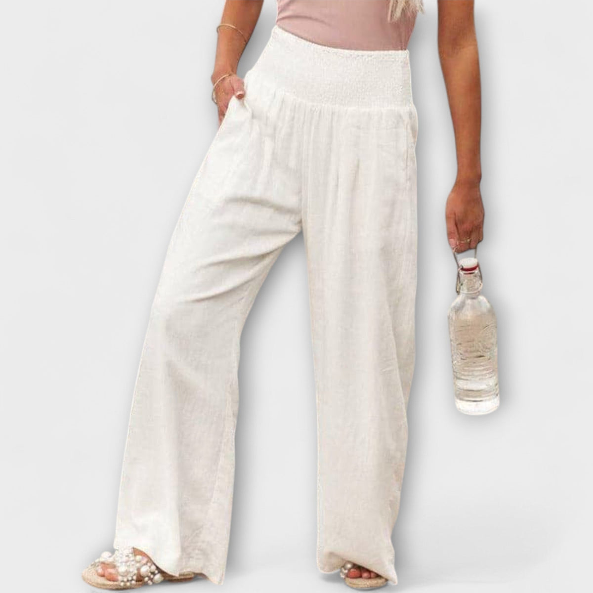 Thearya - Pantaloni Larghi in Lino Casual
