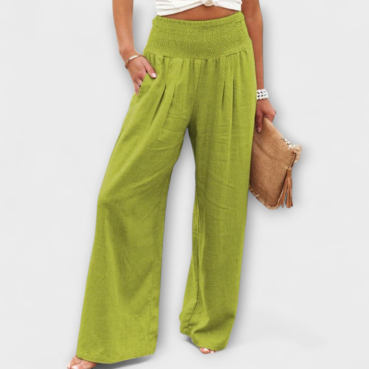 Thearya - Pantaloni Larghi in Lino Casual