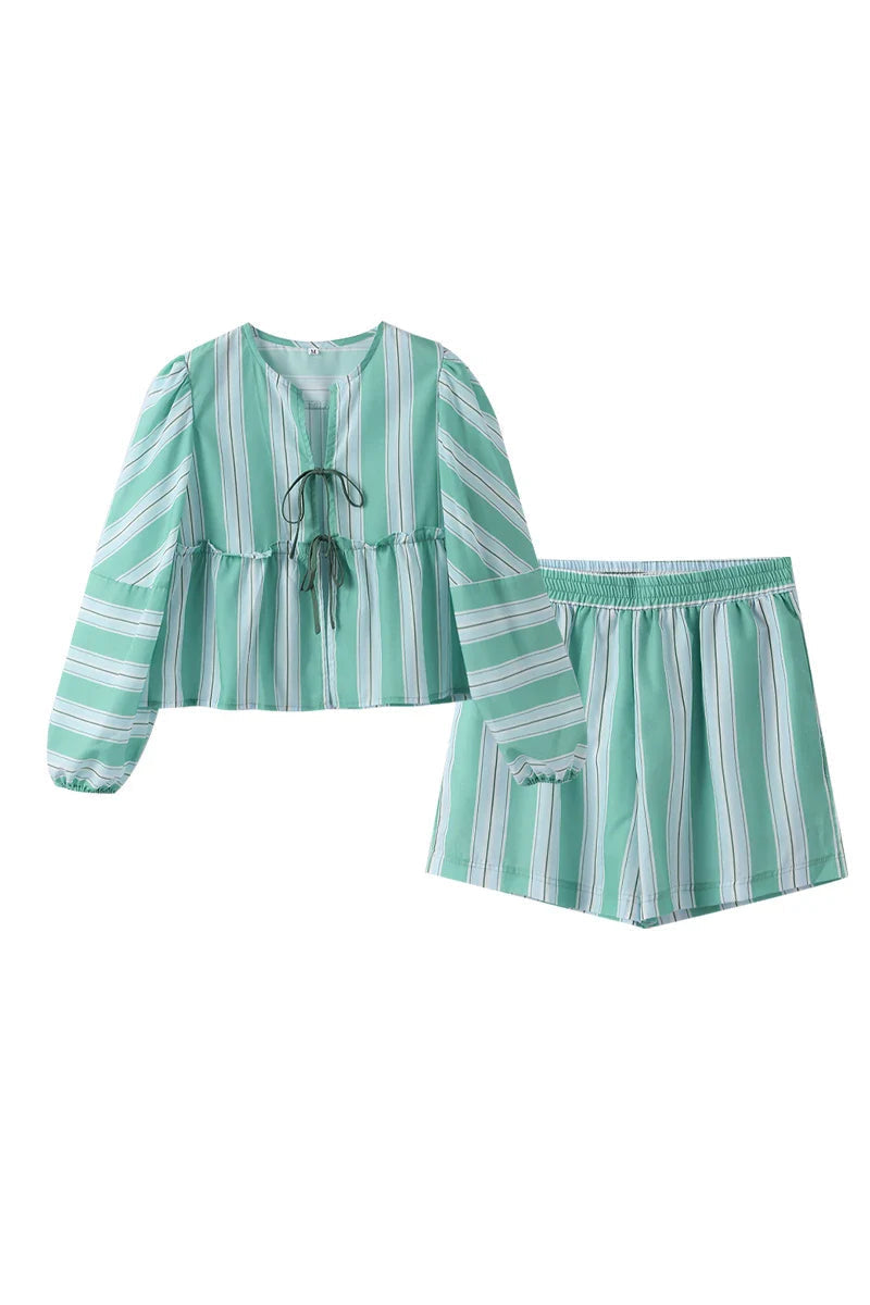 Sofia™ | Conjunto de Shorts e Blusa a Righe