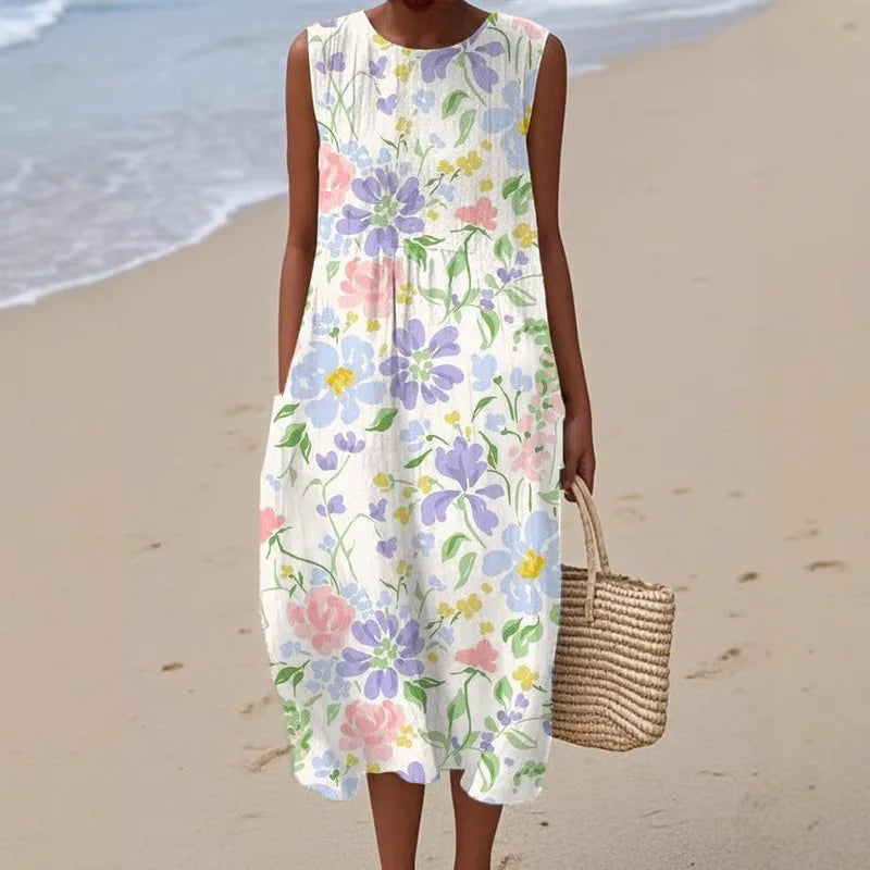 Adelina | Abito Lungo Estivo Patchwork Floreale