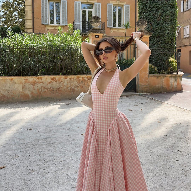 Romina | Abito Midi a Fantasia Check
