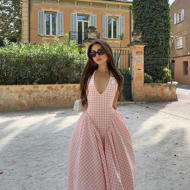 Romina | Abito Midi a Fantasia Check