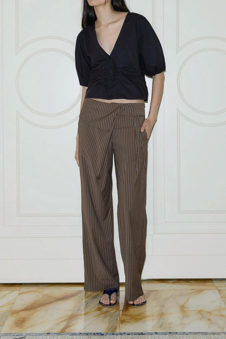 Sofia™ | Pantaloni a Righe Pieghevoli Eleganti