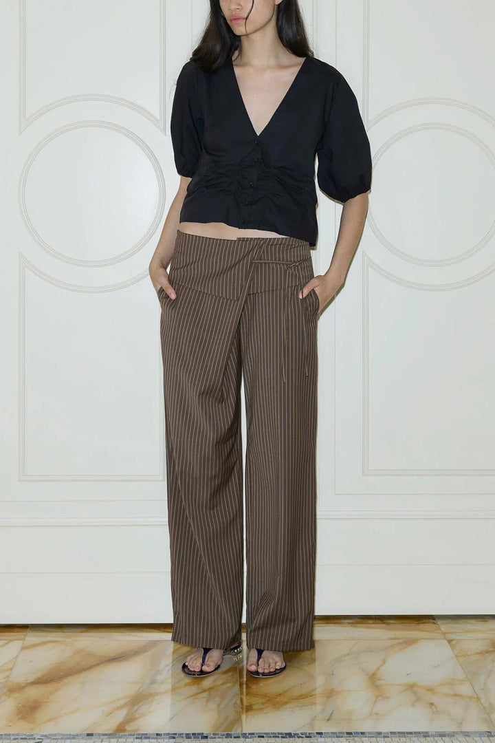 Sofia™ | Pantaloni a Righe Pieghevoli Eleganti
