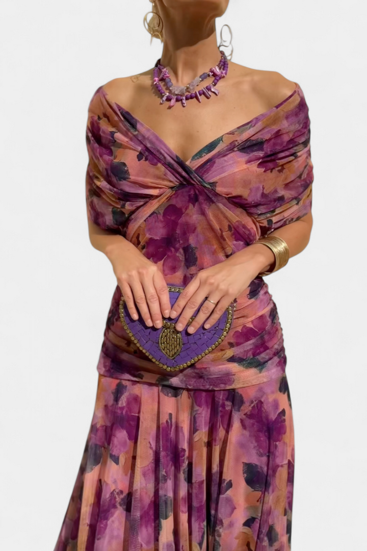 Alondra Vestito Lungo con Stampa Floreale Fantasia e Scollatura a V