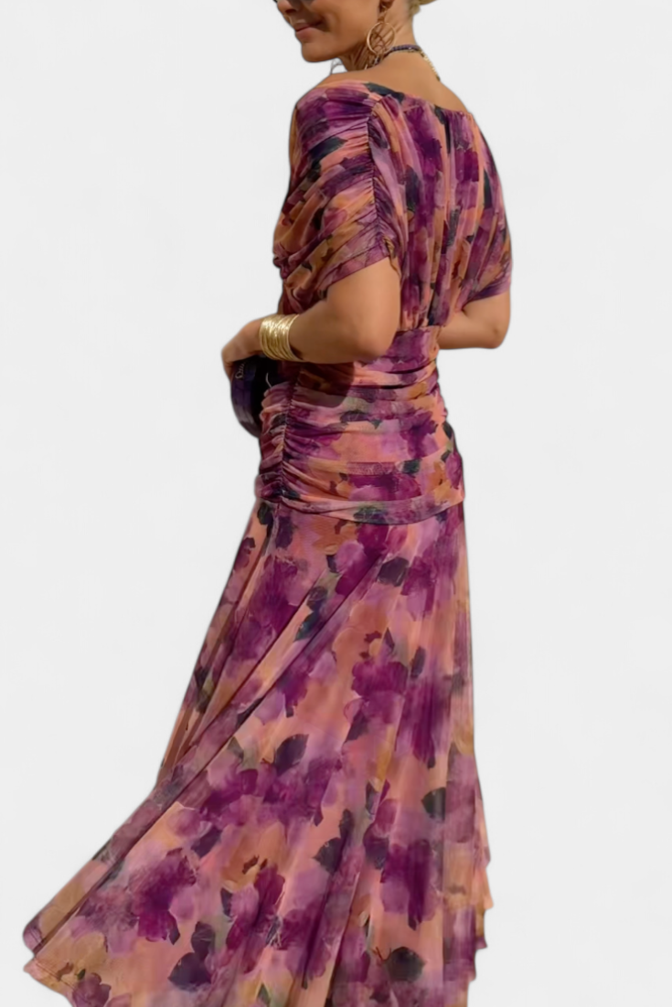 Alondra Vestito Lungo con Stampa Floreale Fantasia e Scollatura a V