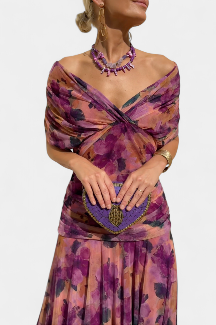 Alondra Vestito Lungo con Stampa Floreale Fantasia e Scollatura a V