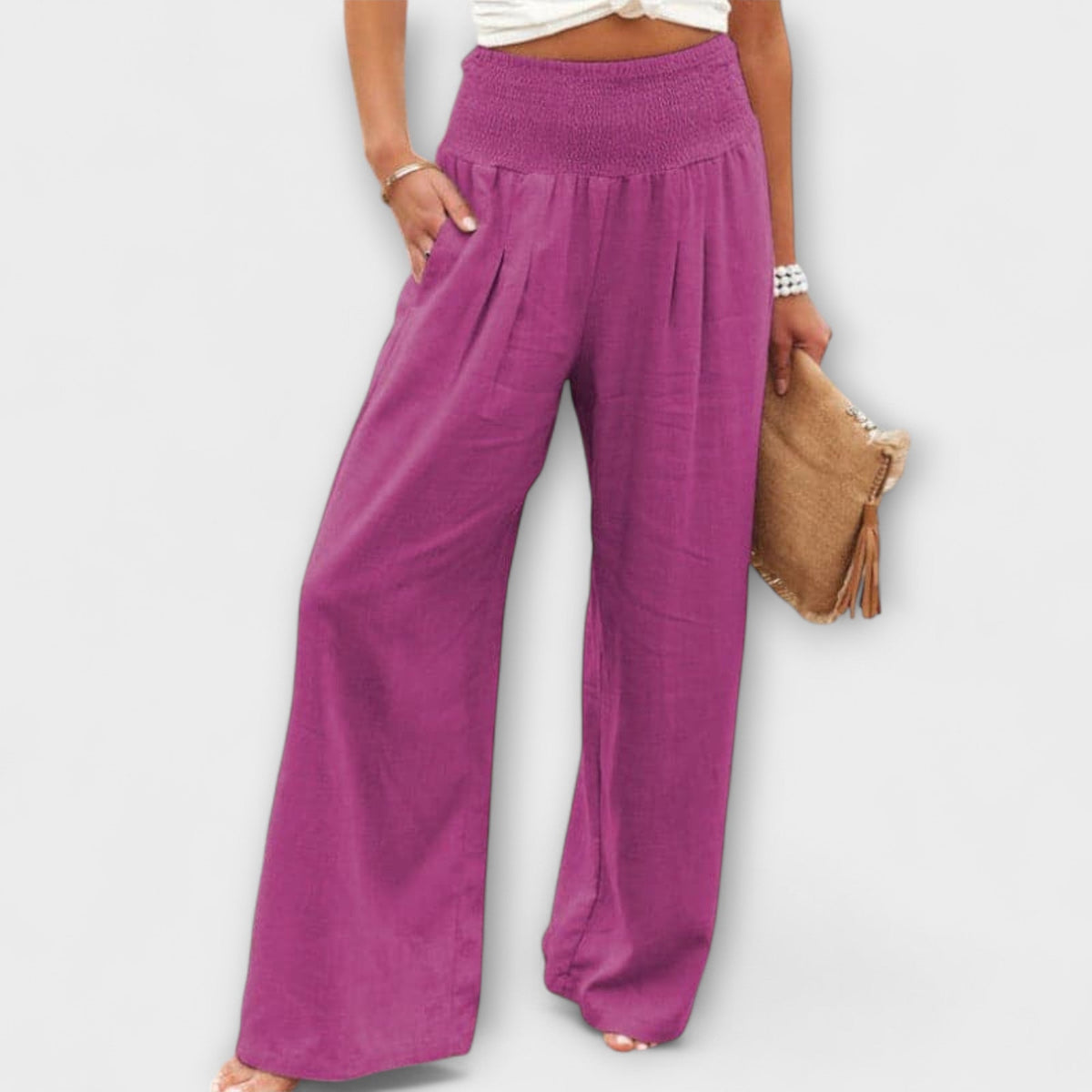 Thearya - Pantaloni Larghi in Lino Casual