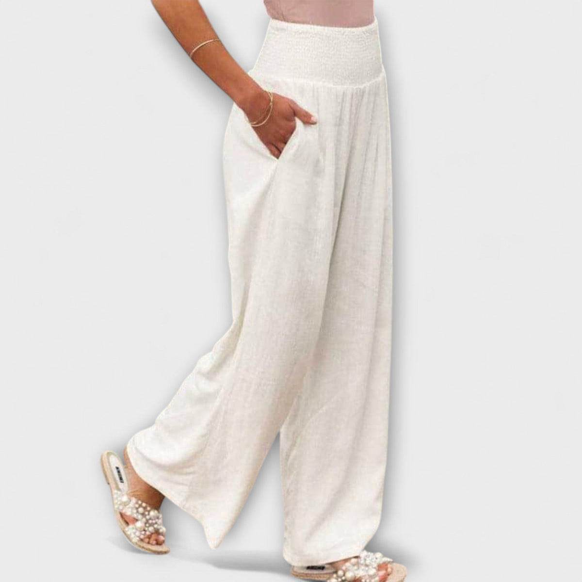 Thearya - Pantaloni Larghi in Lino Casual