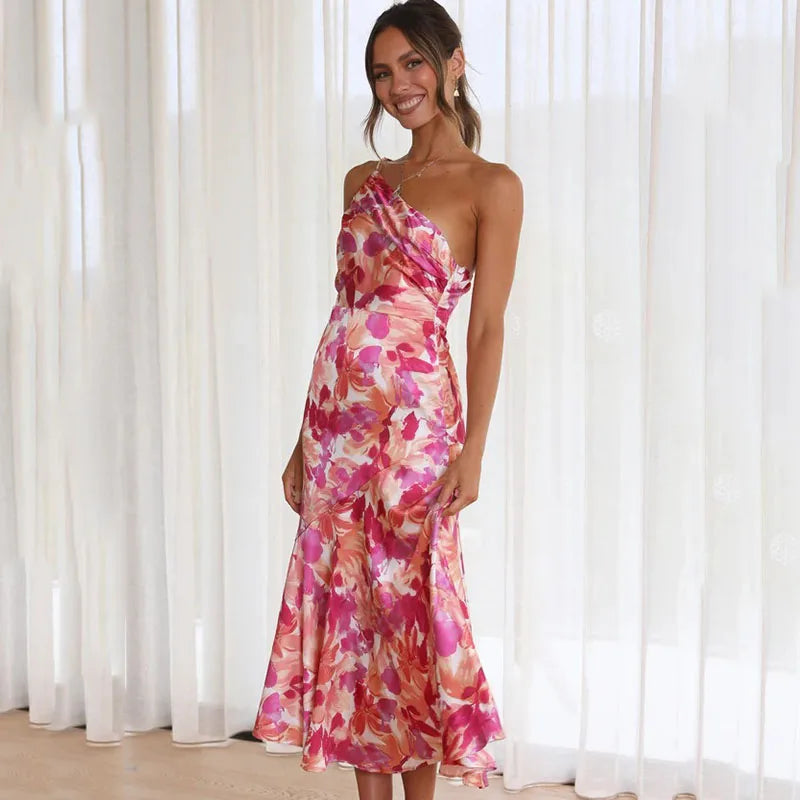 Noemi | Abito off-shoulder floreale rosa