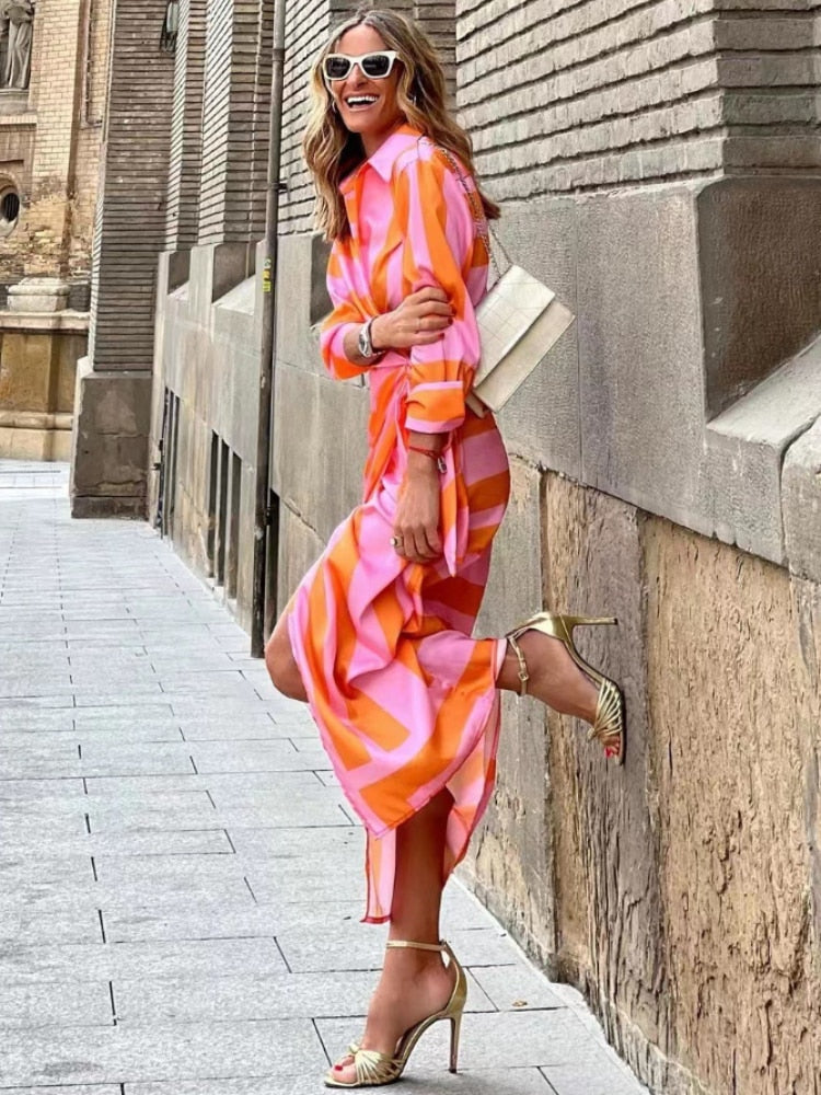 Bernice - Abito Camicia Midi a Righe