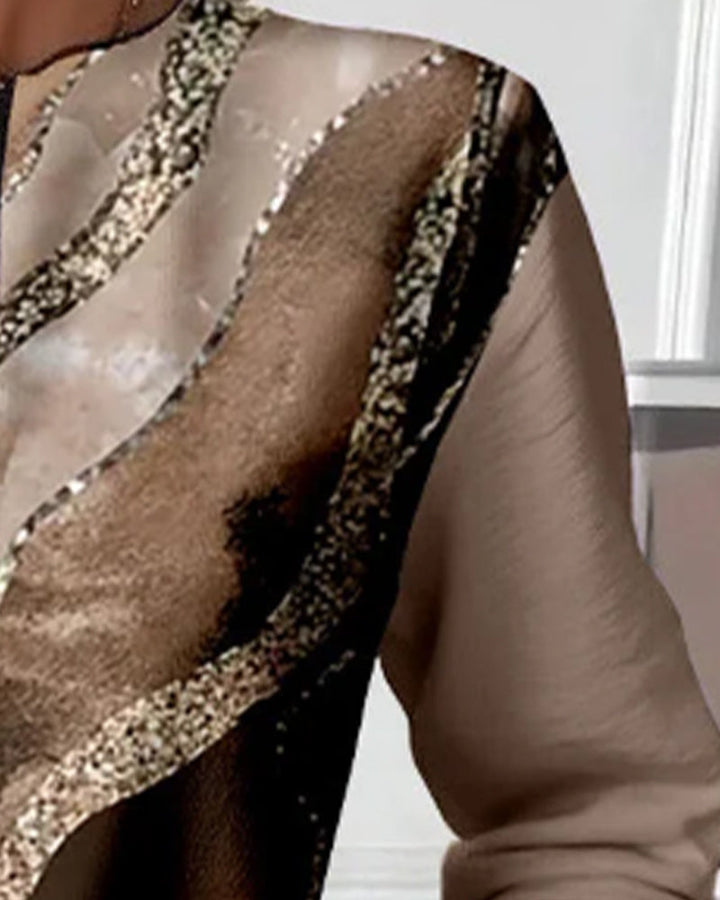 Lia – Felpa con Mezza Zip e Stampa Astratta