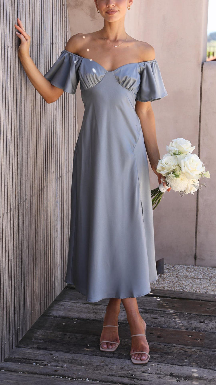 Nalani | Abito Maxi Off-Shoulder con Maniche a Farfalla