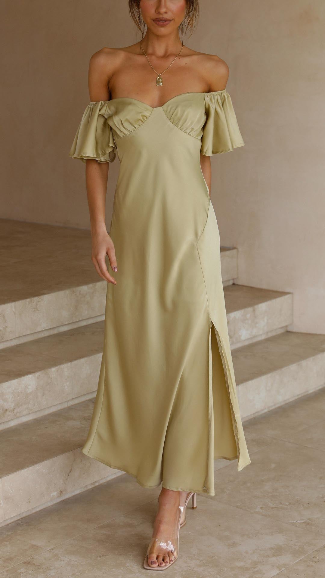 Nalani | Abito Maxi Off-Shoulder con Maniche a Farfalla