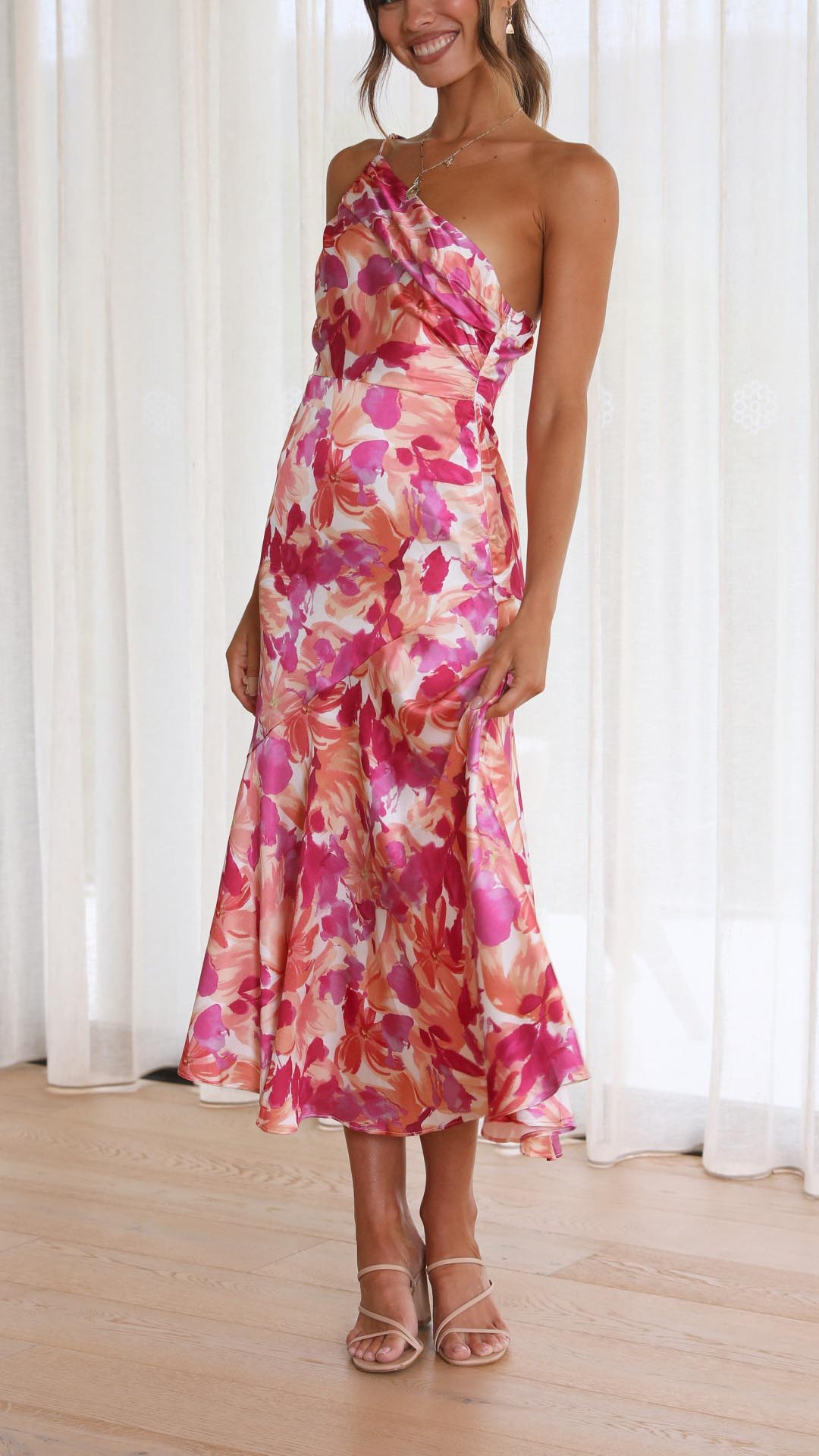 Sophie | Abito Midi Floreale con Spalla Scoperta