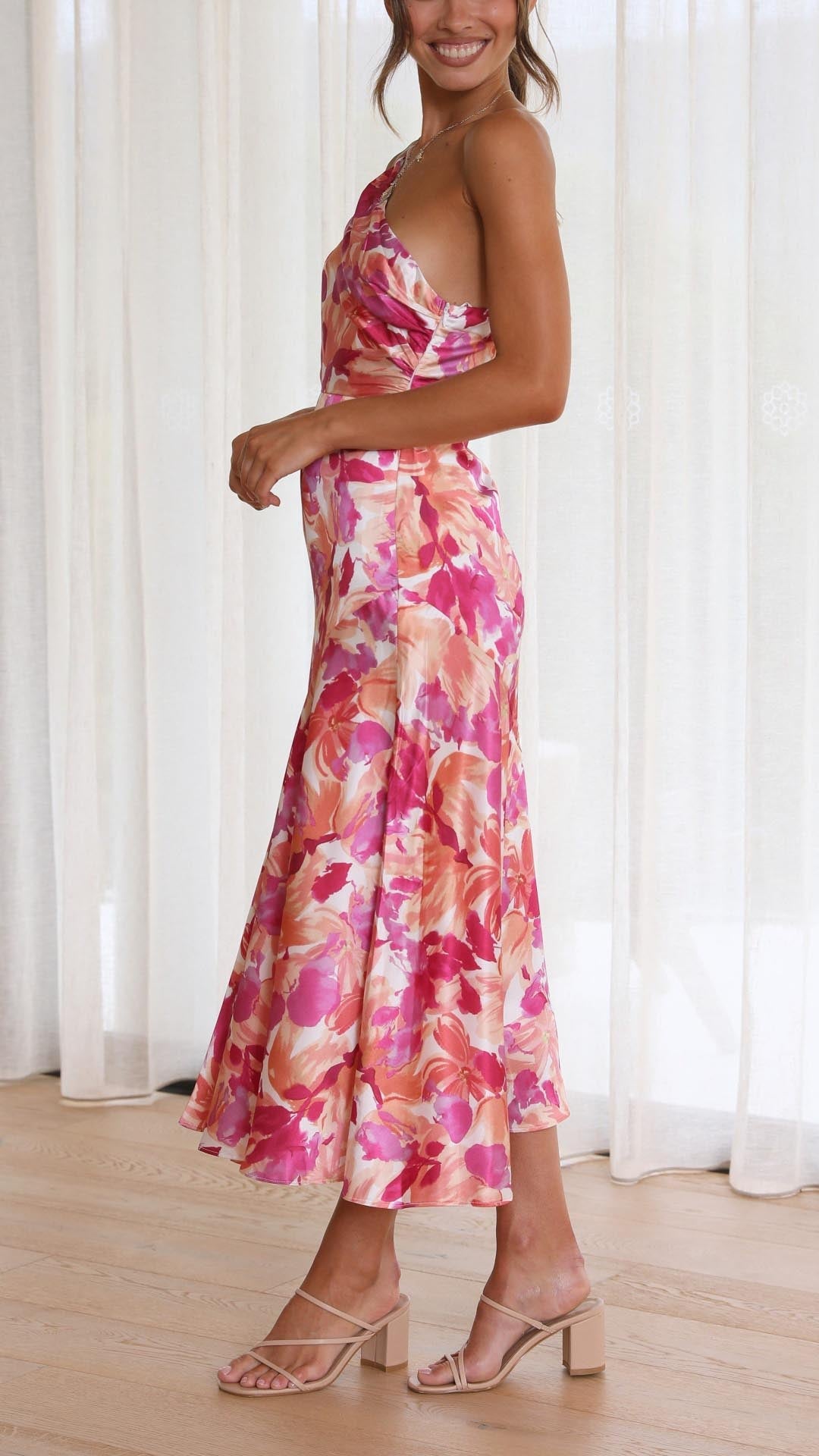 Sophie | Abito Midi Floreale con Spalla Scoperta