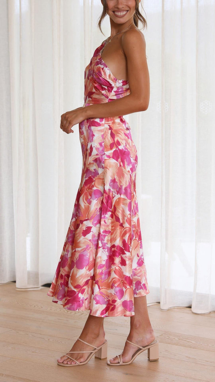 Sophie | Abito Midi Floreale con Spalla Scoperta