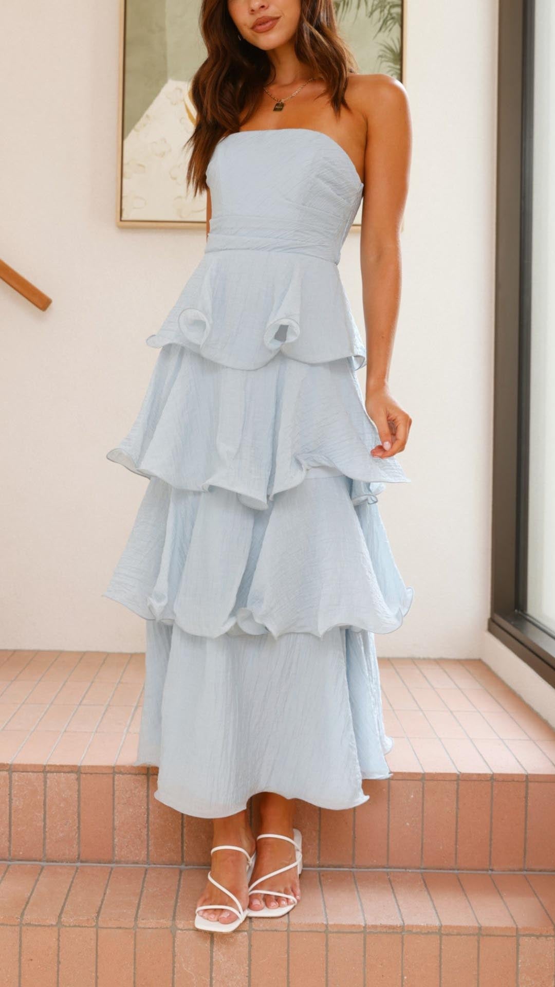 Kate | Abito Maxi con Volant a Strati