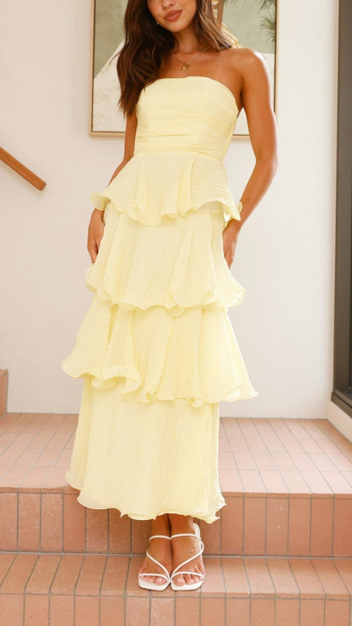 Kate | Abito Maxi con Volant a Strati