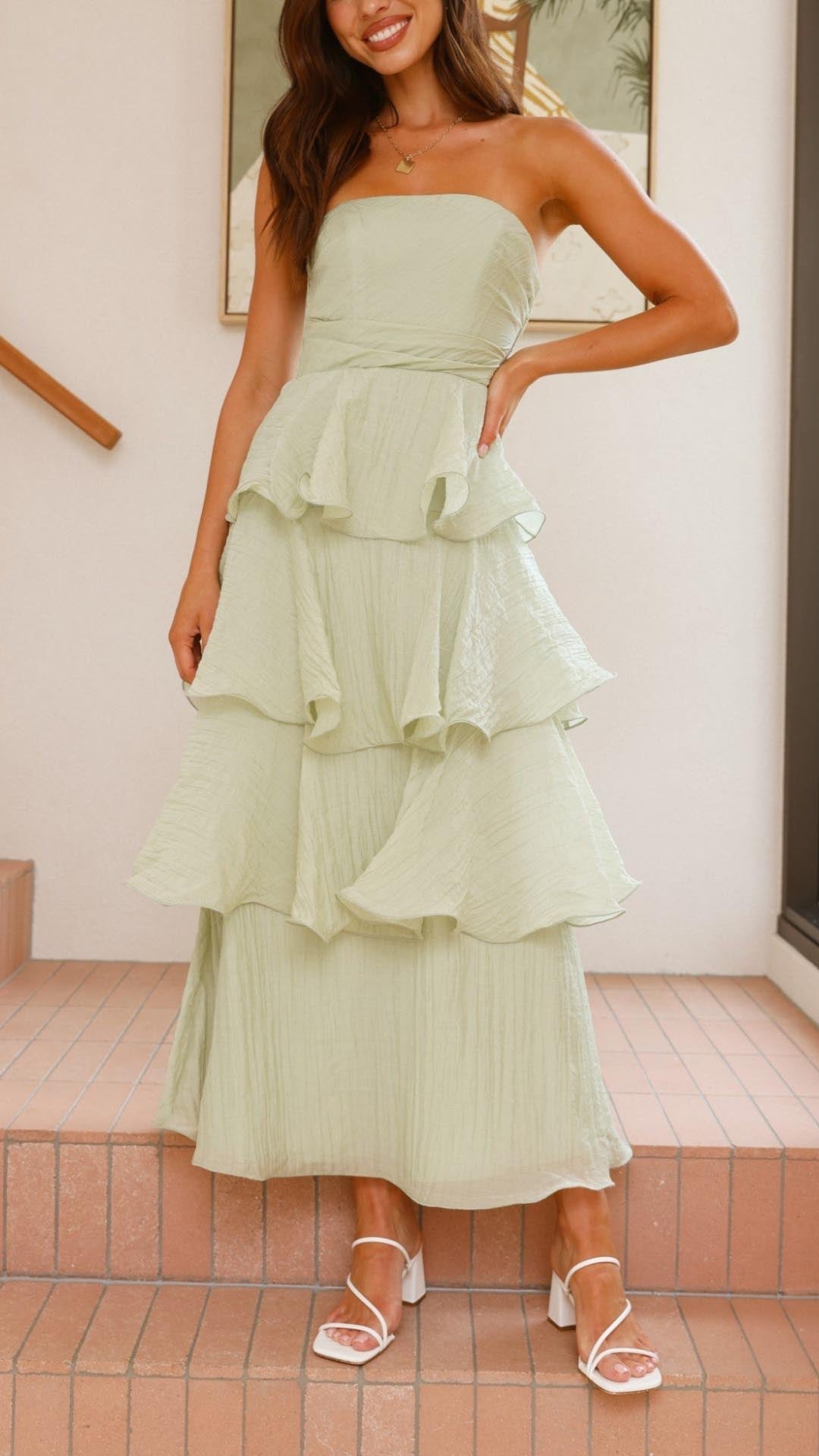 Kate | Abito Maxi con Volant a Strati