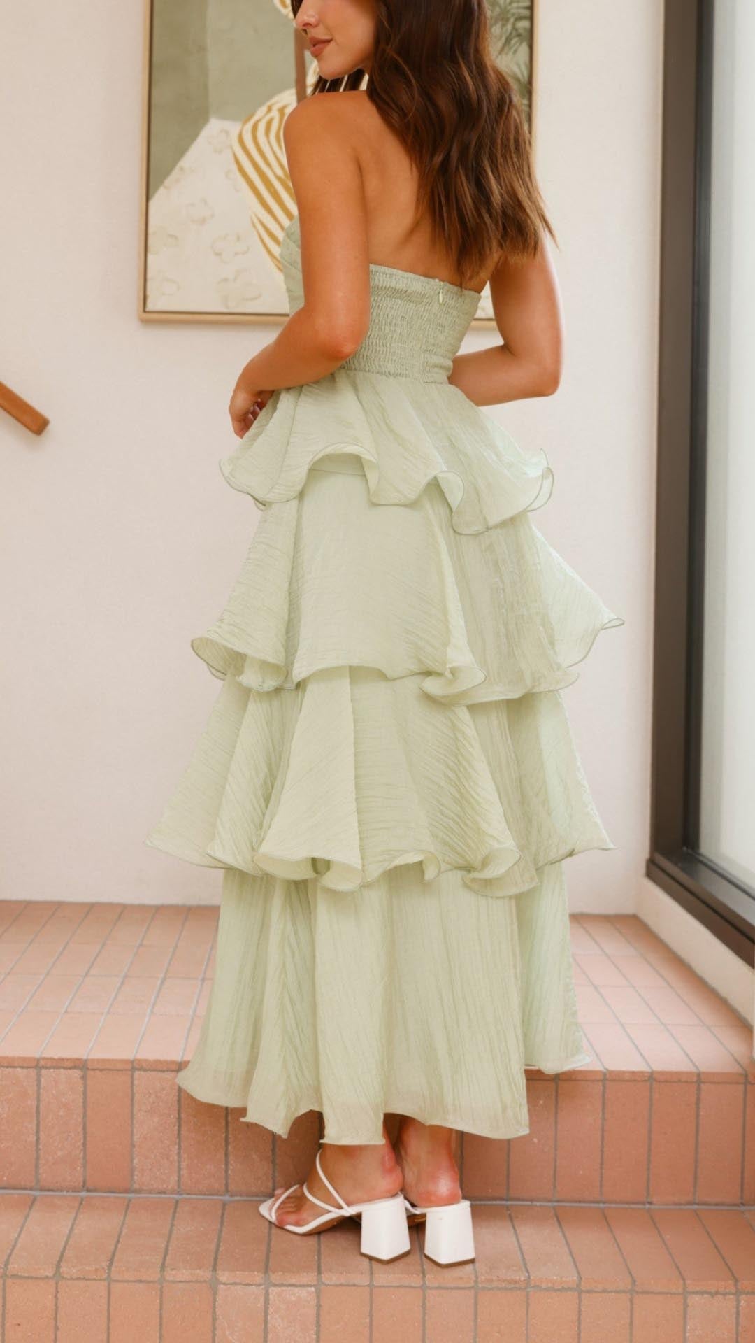 Kate | Abito Maxi con Volant a Strati
