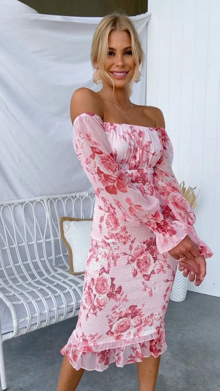 Dahlia - Stupendo Abito Midi Off Shoulder