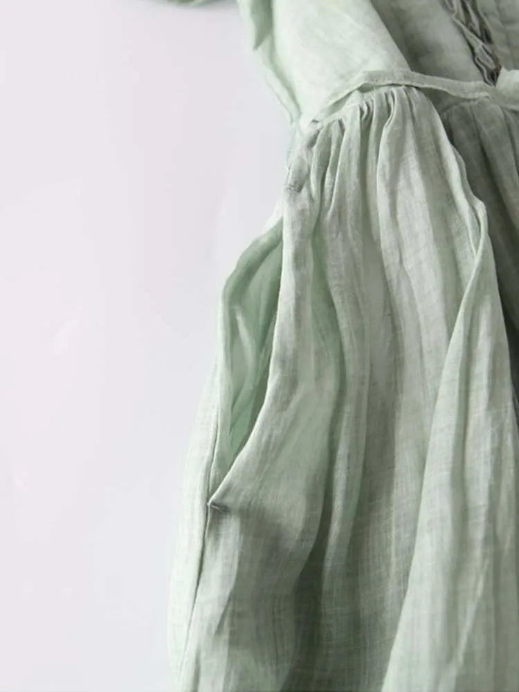 Arya - Abito da Donna in Stile Retro con Collo Rotondo e Lacci in Vita