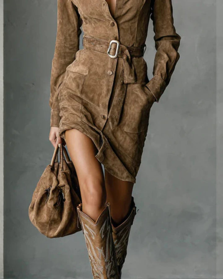 Elisa | Abito Midi In Suede