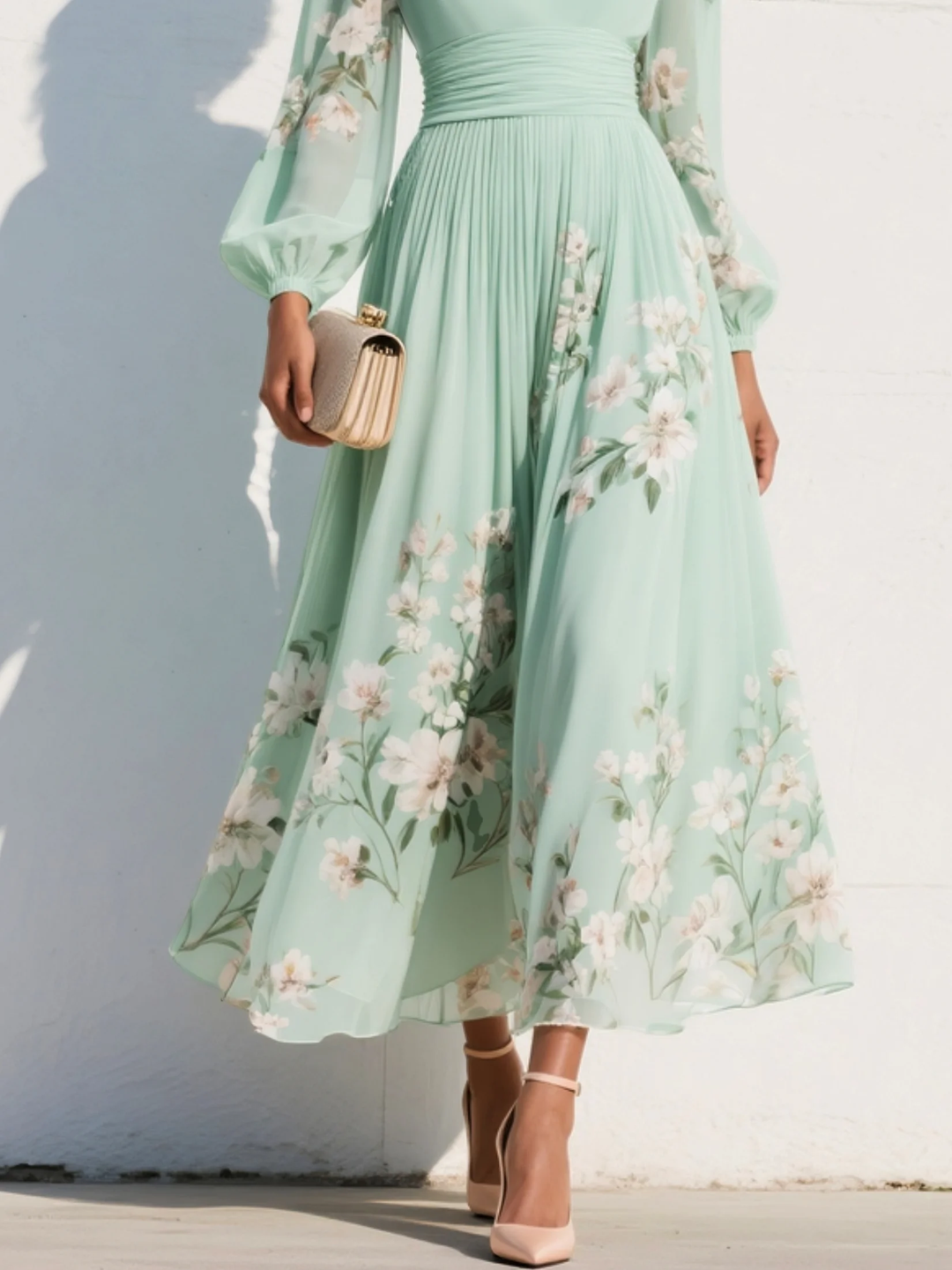 Corallo | Abito Midi Floreale in Chiffon