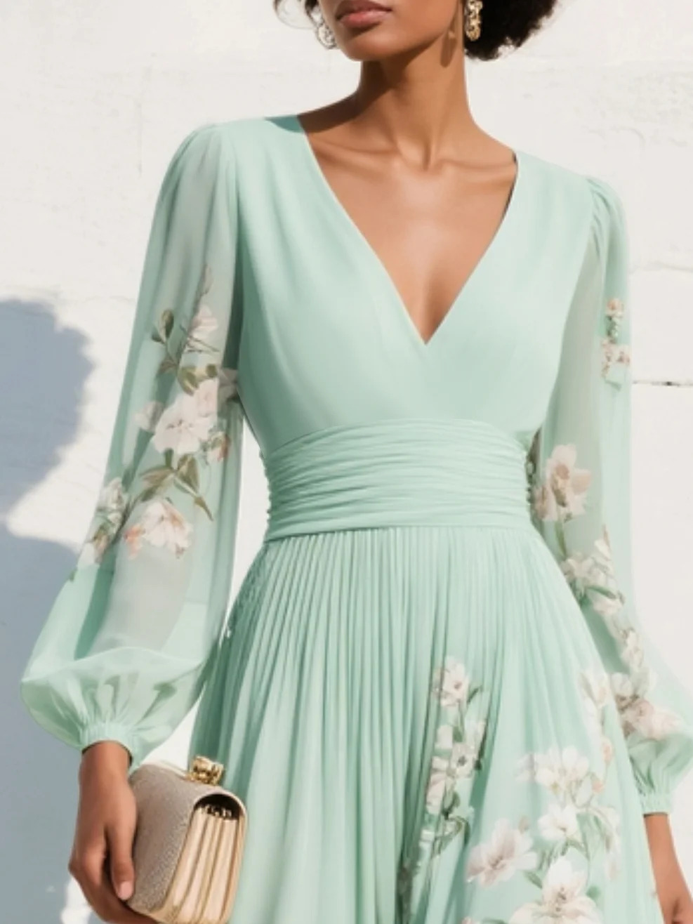 Corallo | Abito Midi Floreale in Chiffon