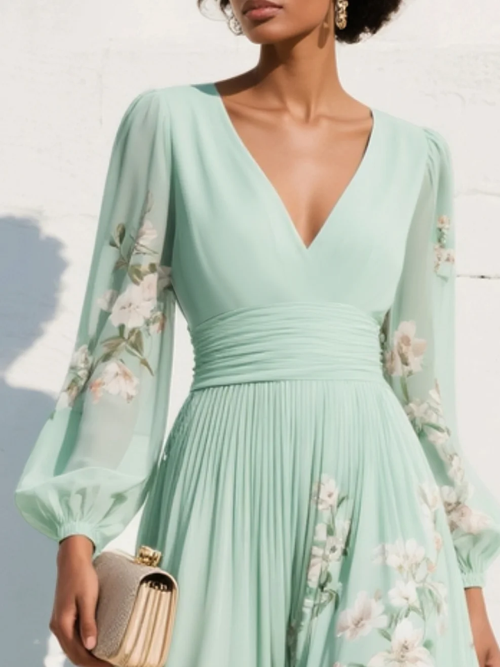 Corallo | Abito Midi Floreale in Chiffon