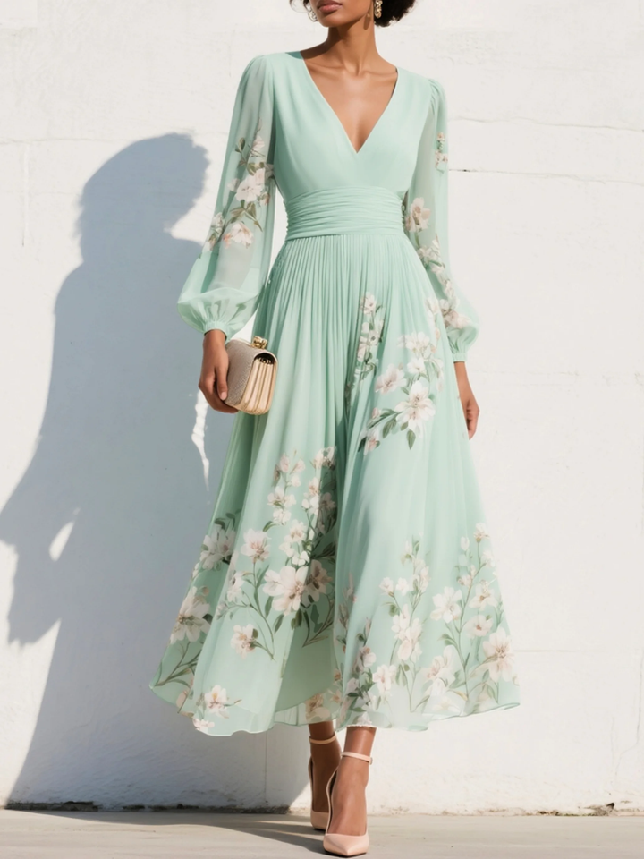 Corallo | Abito Midi Floreale in Chiffon