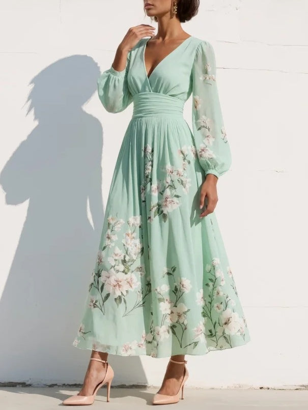 Corallo | Abito Midi Floreale in Chiffon